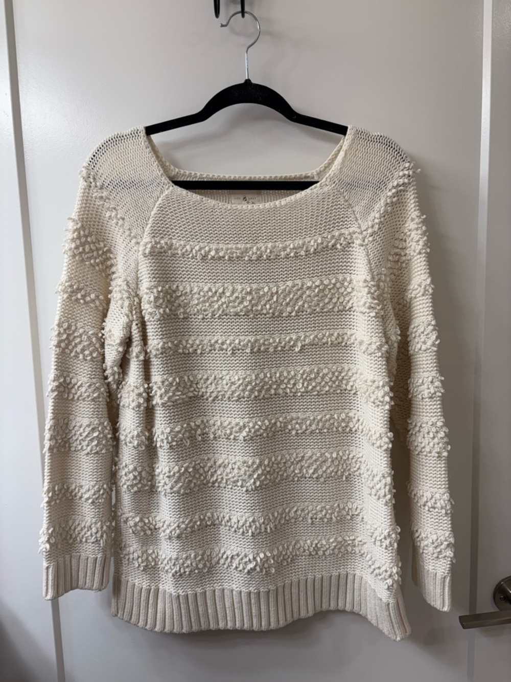 Lou & Grey Cream Colored Textured Sweater SZ L